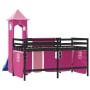 Cama alta para niños con torre madera pino rosa 90x200 cm de , Camas y somieres - Ref: Foro24-3207080, Precio: 296,10 €, Desc...