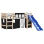 Cama alta niños con cortinas madera pino blanco negro 80x200 cm de , Camas y somieres - Ref: Foro24-3207009, Precio: 270,00 €...