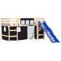 Cama alta niños con cortinas madera pino blanco negro 80x200 cm de , Camas y somieres - Ref: Foro24-3207009, Precio: 270,00 €...