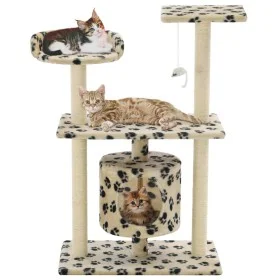 Rascador para gatos con poste de sisal 95 cm huellas beige de vidaXL, Mobiliario para gatos - Ref: Foro24-170515, Precio: 57,...