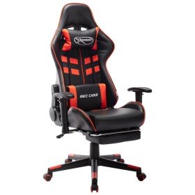 Silla de gaming con reposapiés cuero sintético negro y rojo en Sillas gaming | Comprar online en Foru.es