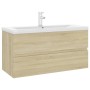 Mueble con lavabo madera de ingeniería roble Sonoma de , Tocadores de baño - Ref: Foro24-3071651, Precio: 295,98 €, Descuento: %