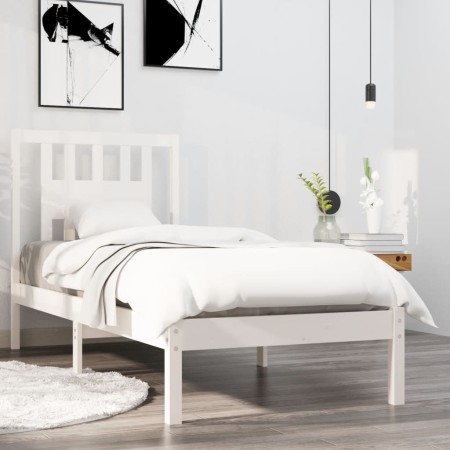 Estructura de cama individual madera maciza blanco 90x190 cm de , Camas y somieres - Ref: Foro24-3104029, Precio: 88,86 €, De...