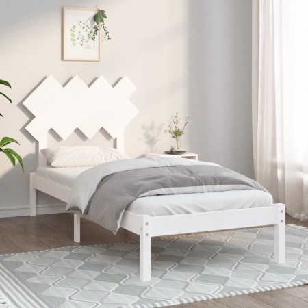 Estructura de cama individual de madera maciza blanco 90x190 cm de , Camas y somieres - Ref: Foro24-3104834, Precio: 84,52 €,...