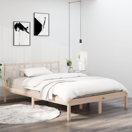Estructura de cama de madera maciza 140x200 cm de , Camas y somieres - Ref: Foro24-3105405, Precio: 115,35 €, Descuento: %