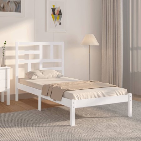 Estructura de cama individual madera maciza blanco 90x190 cm de , Camas y somieres - Ref: Foro24-3105916, Precio: 86,97 €, De...