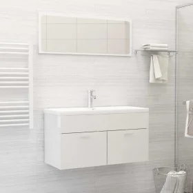 Juego de muebles de baño madera de ingeniería blanco brillo de , Muebles de baño - Ref: Foro24-3070889, Precio: 239,76 €, Des...