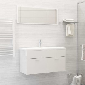 Juego de muebles de baño madera de ingeniería blanco brillo de , Muebles de baño - Ref: Foro24-3070889, Precio: 257,26 €, Des...