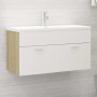 Mueble con lavabo madera de ingeniería blanco y roble Sonoma de , Tocadores de baño - Ref: Foro24-3071293, Precio: 291,61 €, ...