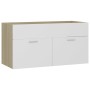 Mueble con lavabo madera de ingeniería blanco y roble Sonoma de , Tocadores de baño - Ref: Foro24-3071293, Precio: 291,61 €, ...
