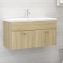 Mueble con lavabo madera de ingeniería roble Sonoma de , Tocadores de baño - Ref: Foro24-3071291, Precio: 291,61 €, Descuento: %