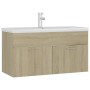 Mueble con lavabo madera de ingeniería roble Sonoma de , Tocadores de baño - Ref: Foro24-3071291, Precio: 291,61 €, Descuento: %