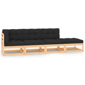 Juego de muebles de jardín 4 pzas y cojines madera maciza pino de , Conjuntos de jardín - Ref: Foro24-3083774, Precio: 326,18...