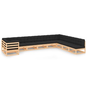Muebles de jardín 10 pzas cojines antracita madera maciza pino de , Conjuntos de jardín - Ref: Foro24-3083845, Precio: 947,48...