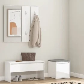 Set de muebles de recibidor madera contrachapada blanco brillo de , Armarios roperos - Ref: Foro24-3082050, Precio: 126,24 €,...
