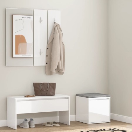 Set de muebles de recibidor madera contrachapada blanco brillo de , Armarios roperos - Ref: Foro24-3082050, Precio: 128,08 €,...
