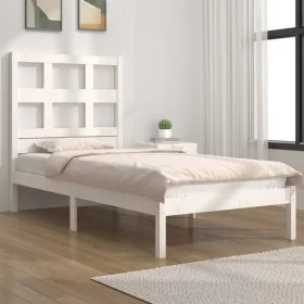 Estructura de cama madera maciza de pino blanco 90x190 cm de , Camas y somieres - Ref: Foro24-3104444, Precio: 86,64 €, Descu...