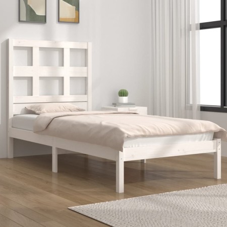 Estructura de cama madera maciza de pino blanco 90x190 cm de , Camas y somieres - Ref: Foro24-3104444, Precio: 87,76 €, Descu...