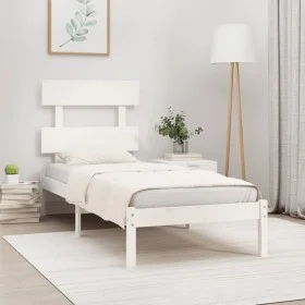 Estructura de cama individual madera maciza blanco 90x190 cm de , Camas y somieres - Ref: Foro24-3104639, Precio: 82,04 €, De...