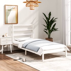 Estructura de cama individual madera maciza blanco 90x190 cm de , Camas y somieres - Ref: Foro24-3104899, Precio: 83,09 €, De...