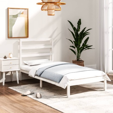 Estructura de cama individual madera maciza blanco 90x190 cm de , Camas y somieres - Ref: Foro24-3104899, Precio: 83,09 €, De...