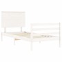 Estructura de cama con cabecero madera maciza blanco de , Camas y somieres - Ref: Foro24-3195187, Precio: 117,87 €, Descuento: %