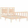Estructura de cama de matrimonio con cabecero madera maciza de , Camas y somieres - Ref: Foro24-3192141, Precio: 155,23 €, De...