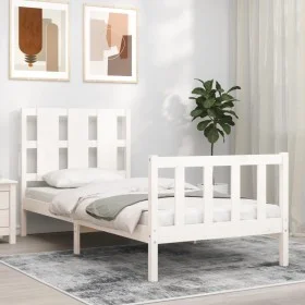 Weißer Massivholzbettrahmen mit Kopfteil 90x190 cm von , Betten und Lattenroste - Ref: Foro24-3192197, Preis: 107,50 €, Rabat...