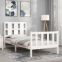 Estructura de cama con cabecero madera maciza blanco 90x190 cm de , Camas y somieres - Ref: Foro24-3192197, Precio: 108,90 €,...