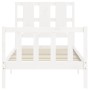 Estructura de cama con cabecero madera maciza blanco 90x190 cm de , Camas y somieres - Ref: Foro24-3192197, Precio: 108,90 €,...