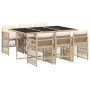 Set comedor de jardín 7 pzas con cojines ratán sintético beige en Conjuntos de jardín | Comprar online en Foru.es