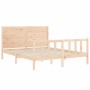 Estructura de cama con cabecero madera maciza 160x200 cm de , Camas y somieres - Ref: Foro24-3192761, Precio: 167,59 €, Descu...
