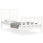 Estructura de cama con cabecero madera maciza blanco de , Camas y somieres - Ref: Foro24-3193107, Precio: 100,37 €, Descuento: %