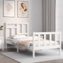 Estructura de cama con cabecero madera maciza blanco de , Camas y somieres - Ref: Foro24-3193107, Precio: 100,37 €, Descuento: %