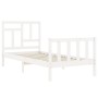 Estructura de cama con cabecero madera maciza blanco de , Camas y somieres - Ref: Foro24-3193107, Precio: 100,37 €, Descuento: %