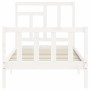 Estructura de cama con cabecero madera maciza blanco de , Camas y somieres - Ref: Foro24-3193107, Precio: 100,37 €, Descuento: %