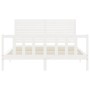 Estructura de cama con cabecero madera maciza blanco 160x200 cm de , Camas y somieres - Ref: Foro24-3193217, Precio: 177,83 €...