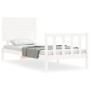 Estructura de cama con cabecero madera maciza blanco de , Camas y somieres - Ref: Foro24-3193367, Precio: 115,45 €, Descuento: %