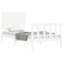Estructura de cama con cabecero madera maciza blanco de , Camas y somieres - Ref: Foro24-3193367, Precio: 115,45 €, Descuento: %