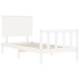 Estructura de cama con cabecero madera maciza blanco de , Camas y somieres - Ref: Foro24-3193367, Precio: 115,45 €, Descuento: %