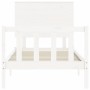 Estructura de cama con cabecero madera maciza blanco de , Camas y somieres - Ref: Foro24-3193367, Precio: 115,45 €, Descuento: %