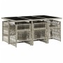 Set comedor jardín 7 pzas y cojines ratán sintético gris claro en Conjuntos de jardín | Comprar online en Foru.es