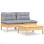 Juego de muebles de jardín 3 pzas y cojines madera de pino de , Conjuntos de jardín - Ref: Foro24-3095997, Precio: 213,23 €, ...