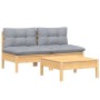 Juego de muebles de jardín 3 pzas y cojines madera de pino de , Conjuntos de jardín - Ref: Foro24-3095997, Precio: 213,23 €, ...