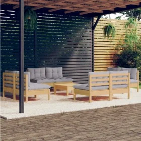 Juego de muebles de jardín 9 pzas y cojines madera pino gris de , Conjuntos de jardín - Ref: Foro24-3096045, Precio: 699,23 €...