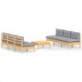 Juego de muebles de jardín 7 pzas y cojines madera pino gris de , Conjuntos de jardín - Ref: Foro24-3096093, Precio: 538,26 €...