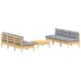 Juego de muebles de jardín 7 pzas y cojines madera pino gris de , Conjuntos de jardín - Ref: Foro24-3096093, Precio: 538,26 €...