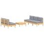 Juego de muebles de jardín 6 pzas y cojines madera pino gris de , Conjuntos de jardín - Ref: Foro24-3096087, Precio: 444,66 €...