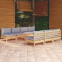Juego de muebles de jardín 8 pzas y cojines madera pino gris de , Conjuntos de jardín - Ref: Foro24-3096135, Precio: 616,06 €...