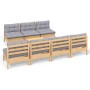 Juego de muebles de jardín 8 pzas y cojines madera pino gris de , Conjuntos de jardín - Ref: Foro24-3096135, Precio: 616,06 €...